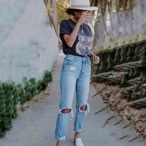 Mother Superior Denim The Tomcat Confession Distressed Holes Light Jeans 27